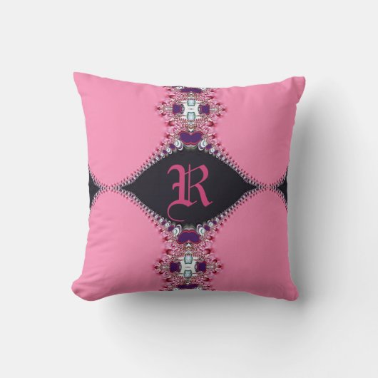 Sweet Pink Lacy Design Monogram Kissen (Vorderseite)