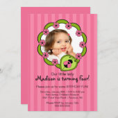 Sweet Pink Ladybug Foto Geburtstagseinladung Einladung (Vorne/Hinten)