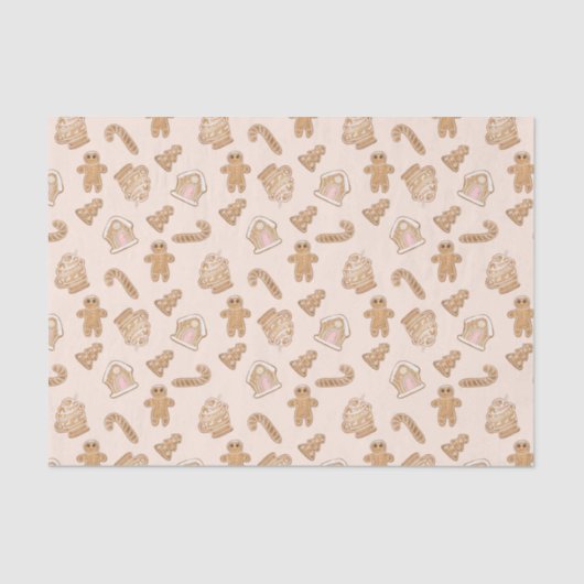Sweet Pink Lebkuchen Weihnachtsmuster Seidenpapier (Vorderseite)