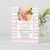 Sweet Pink Lemonade Baby Shower Einladung (Stehend Vorderseite)