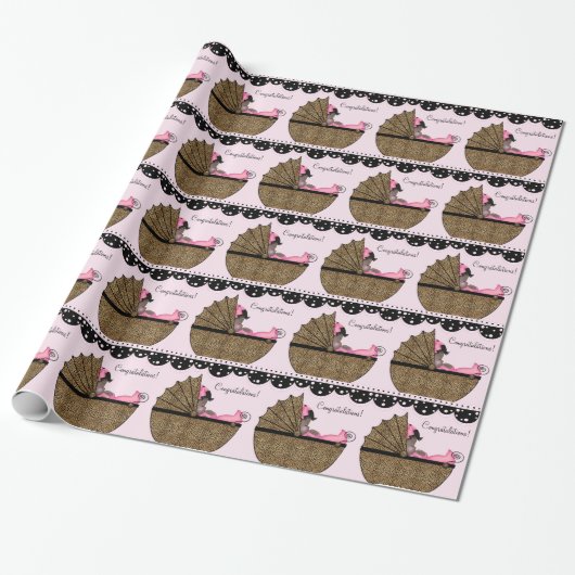 Sweet Pink Leopard Baby Dusche Geschenkpapier (Ungerollt)
