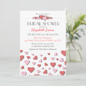 Sweet Pink Liebe Herz Bridal Dusche Einladung (Stehend Vorderseite)