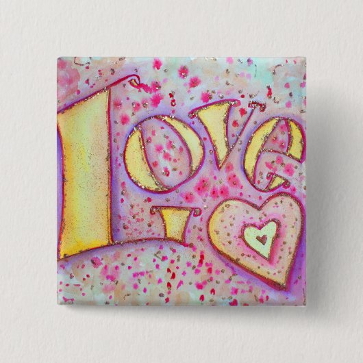 Sweet Pink Liebe Word Art Painting Button oder But (Vorderseite)