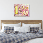 Sweet Pink Liebe Word Artwork Leinwand Malerei (Insitu (Schlafzimmer))