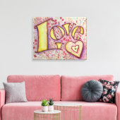 Sweet Pink Liebe Word Artwork Leinwand Malerei (Insitu (Wohnzimmer))
