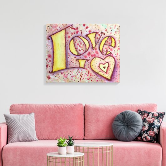 Sweet Pink Liebe Word Artwork Leinwand Malerei (Insitu (Wohnzimmer))