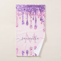 Sweet Pink Lila Glitzer Dripping Girly Monogram