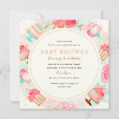 Sweet Pink Mint Cake Wreath Baby Dusche Einladung (Vorderseite)