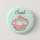 Sweet Pink Mint Cupcake Button (Vorderseite)