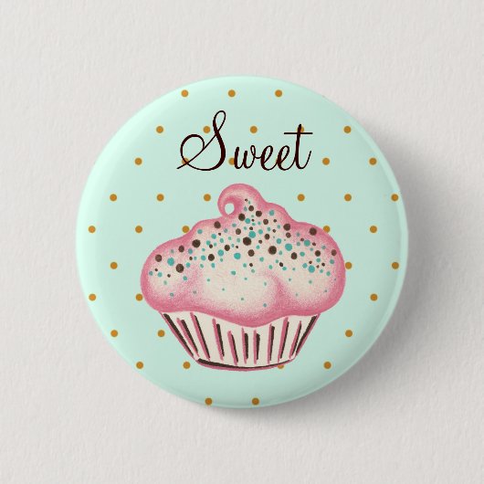 Sweet Pink Mint Cupcake Button (Vorderseite)