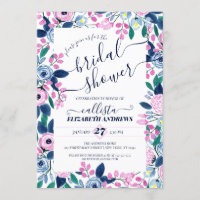 Sweet Pink Navy Blume Aquarellfarben Brautparty