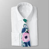 Sweet Pink Navy Blume Aquarellmuster Krawatte (Gebunden)