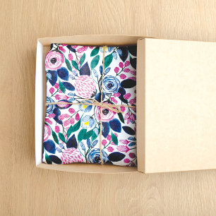 Sweet Pink Navy Blume Aquarellmuster Seidenpapier