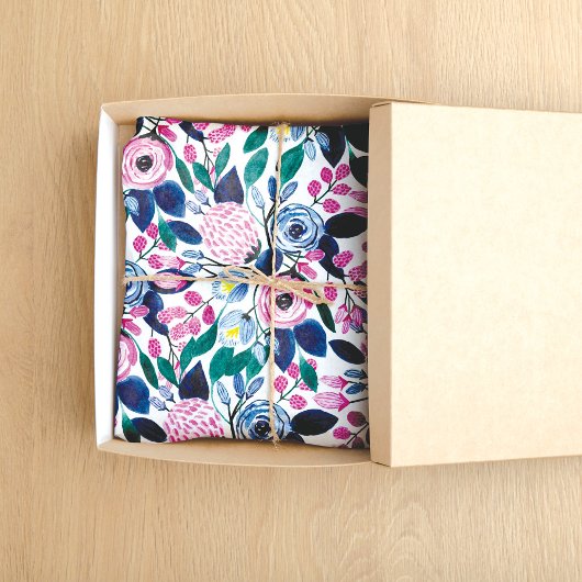 Sweet Pink Navy Blume Aquarellmuster Seidenpapier