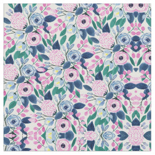 Sweet Pink Navy Blume Aquarellmuster Stoff