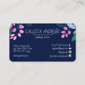 Sweet Pink Navy Blume Wasserfarbe Makeup Artist Visitenkarte (Rückseite)