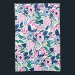 Sweet Pink Navy Blume Wasserfarbmuster Geschirrtuch<br><div class="desc">Dieses moderne und elegante Aquarellmuster ist perfekt für die trendige und stilvolle Frau. Es ist mit handgemalten Beerenrosa, rosafarbenen Rosa, Marineblau, Pastellblau, Neongelb und aquamarinen grünen Blume und Blätter auf einem einfachen, weißen Hintergrund ausgestattet. Es ist künstlerisch, hübsch, mädchenhaft, delikat und süß; das perfekte Design für Sommer und Frühling Monate....</div>