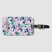 Sweet Pink Navy Blume Watercolor Gold Monogram Gepäckanhänger (Vorderseite (Horizontal))