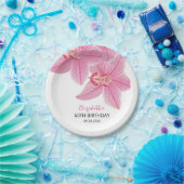 Sweet Pink Orchid Blumengrün Geburtstag Pappteller (Party)