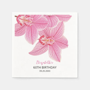 Sweet Pink Orchid Blumengrün Geburtstag Serviette