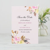 Sweet Pink Peach Floral Save the Date Einladung (Stehend Vorderseite)