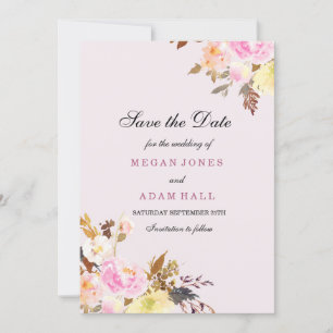 Sweet Pink Peach Floral Save the Date Einladung