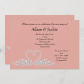 SWEET PINK PEACH SWAN ELEGANT WEDING EINLADUNG (Vorne/Hinten)