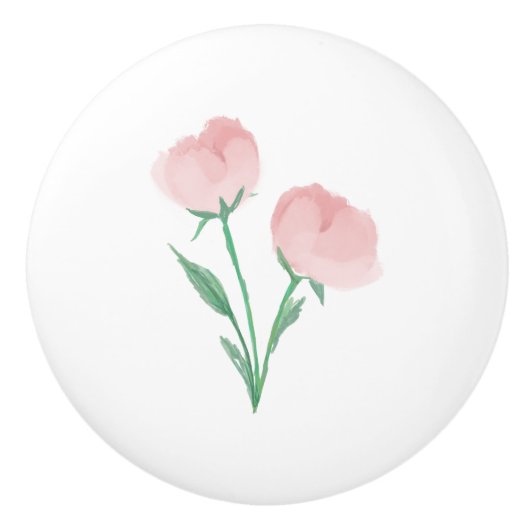Sweet Pink Peonies Classic Feminine Floral Keramikknauf (Vorderseite)