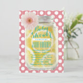 Sweet Pink Polka Dots Mason Jar Baby Dusche Einladung (Stehend Vorderseite)