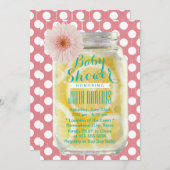 Sweet Pink Polka Dots Mason Jar Baby Dusche Einladung (Vorne/Hinten)