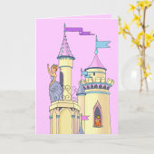 Sweet Pink Princess Castle - Grußkarte Karte (Gelbe Blume)