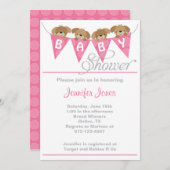 Sweet pink Puppy baby Dusche Einladungen (Vorne/Hinten)
