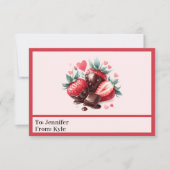 Sweet Pink & Red Strawberry Foto Mini Valentine Karte (Vorderseite)