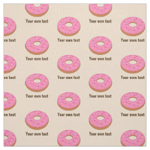 Sweet Pink Ring Donut auf Beige - Ihr Text Stoff
