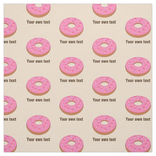 Sweet Pink Ring Donut auf Beige - Ihr Text Stoff (Muster)