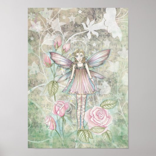 Sweet Pink Rose Fairy Poster (Vorne)