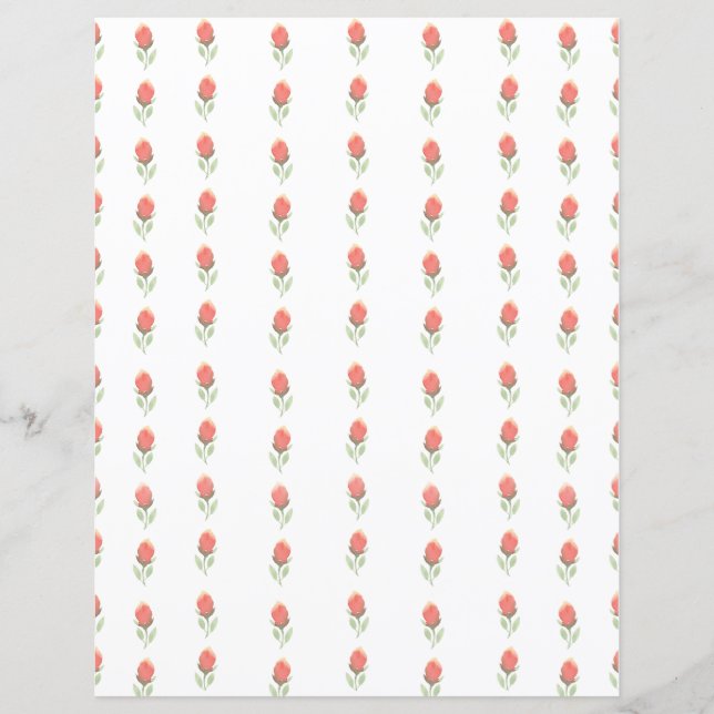 Sweet Pink Rosenknospe Scrapbook Paper Sheet (Vorderseite)
