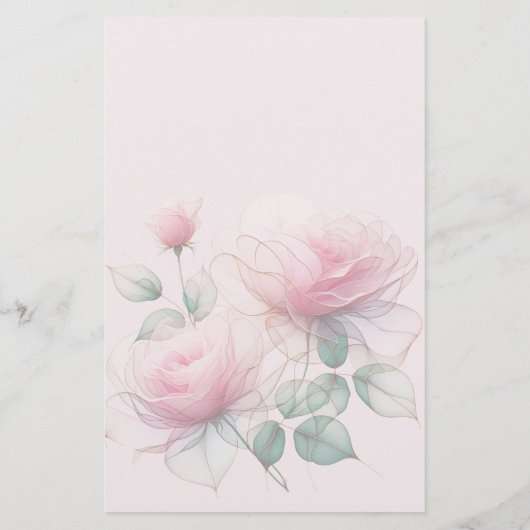 Sweet Pink Roses Briefpapier (Rückseite)