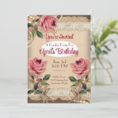 Sweet Pink Roses Garden Party Einladungen 2 (Stehend Vorderseite)