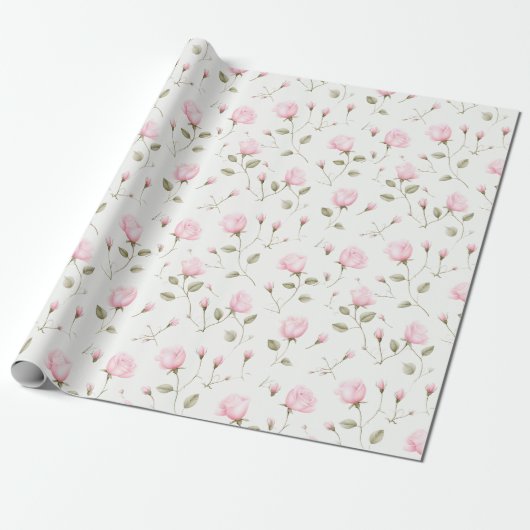 Sweet Pink Roses Wrapping Paper Geschenkpapier (Ungerollt)