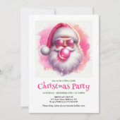 Sweet pink santa chewing gum watercolor Christmas Einladung (Vorderseite)