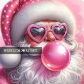 Sweet pink santa chewing gum watercolor Christmas Einladung
