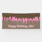 Sweet Pink + Schokolade Eiscreme Geburtstag Banner (Horizontal)