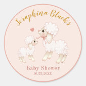 Sweet Pink Sheep Baby Shower Classic Round Sticker (Vorderseite)
