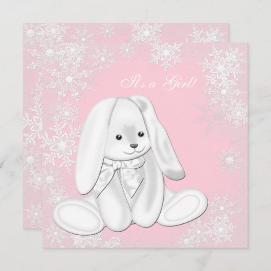 Sweet Pink Snowflake Winter Wonderland Baby Dusche Einladung (Vorne/Hinten)