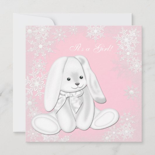 Sweet Pink Snowflake Winter Wonderland Baby Dusche Einladung (Vorderseite)