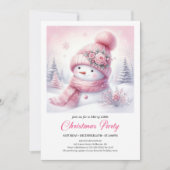 Sweet Pink Snowman Editable Christmas Invite Snowy Einladung (Vorderseite)