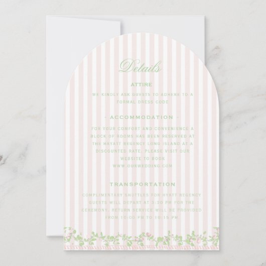 Sweet Pink Stripe Wedding Details Enclosure Card Einladung (Vorderseite)