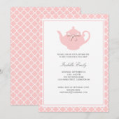 Sweet Pink Teapot Baby Sip & See Tea Party Einladung (Vorne/Hinten)