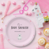 Sweet Pink Teddy Bear Baby Shower Party Pappteller (Party)